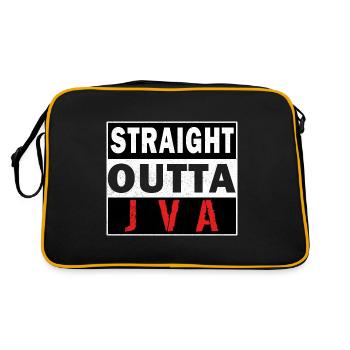 Straight aus JVA, Knast, Ex Häftling Geschenkidee - Retro Tasche - Schwarz/Gold - Hinten