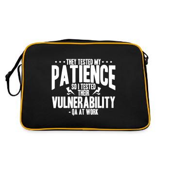 QA Tester - Sie testeten meine Geduld so habe ich getestet - Retro Tasche - Schwarz/Gold - Hinten