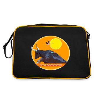 Camargue bull jumps the barrier - Retro Bag - black/gold - Back