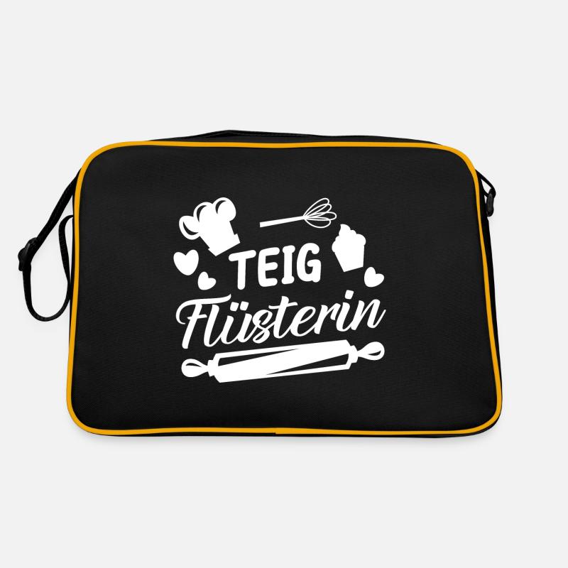 Teig Flüsterin Backen Kuchen Spruch - Retro Tasche - Schwarz/Gold