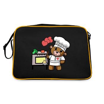 Teddy Bear Chef Cooking Culinary Arts Restaurant Kitchen - Retro Bag - black/gold - Back
