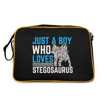 Juste un garçon qui aime Stegosaurus Dinosaur Dino - Sac Retro - noir/or - Dos