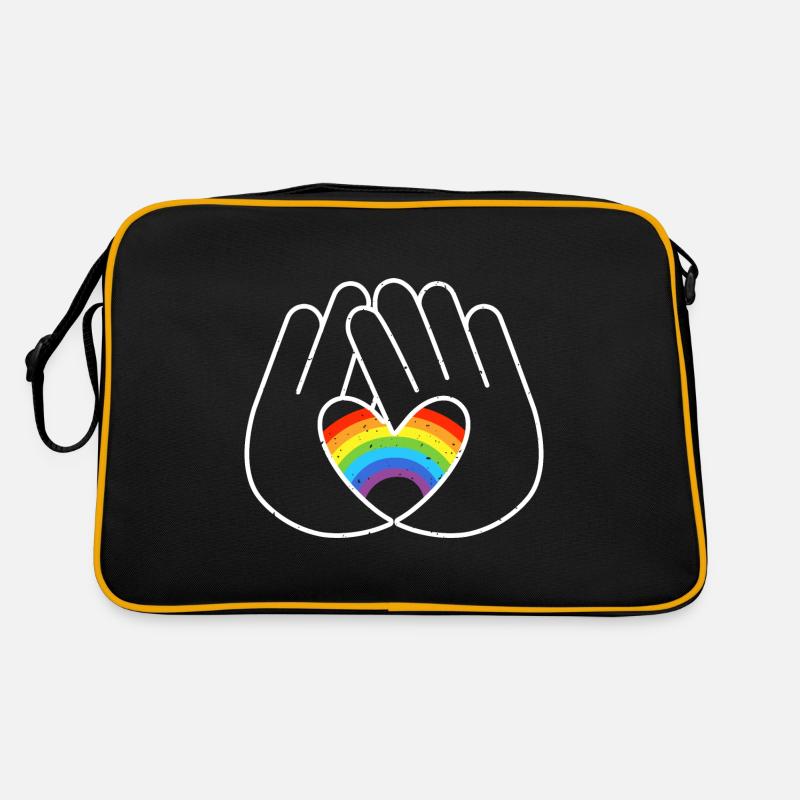 CSD LGBT Hands Shape Rainbow Heart Pride Sac Retro