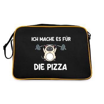 Ich Mache Es Für die Pizza - Retro Tasche - Schwarz/Gold - Hinten