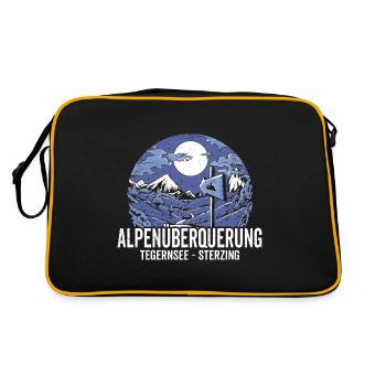 Alpenüberquerung Tegernsee Sterzing Pilgerweg - Retro Tasche - Schwarz/Gold - Hinten