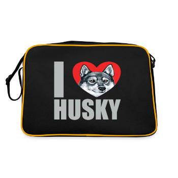 Husky Glitzer Hundehalter Hundehaare - Retro Tasche - Schwarz/Gold - Hinten