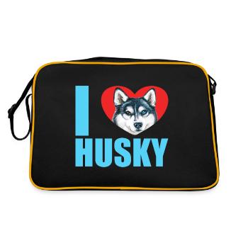 Husky Glitzer Hundehalter Hundehaare - Retro Tasche - Schwarz/Gold - Hinten
