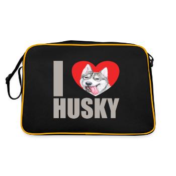 Husky Glitzer Hundehalter Hundehaare - Retro Tasche - Schwarz/Gold - Hinten