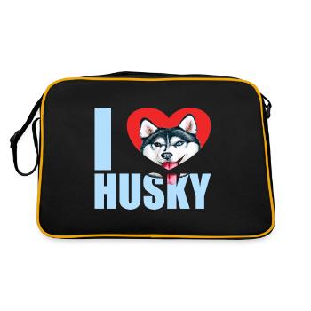 Husky Glitzer Hundehalter Hundehaare - Retro Tasche - Schwarz/Gold - Hinten