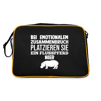 Nilpferd Flusspferd - Retro Tasche - Schwarz/Gold - Hinten