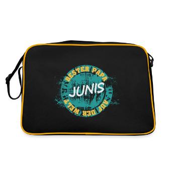Geschenk für Junis - Retro Tasche - Schwarz/Gold - Hinten