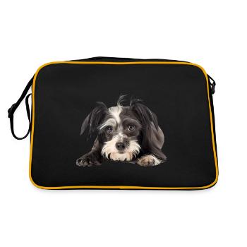 Chinese Crested - Retro Tasche - Schwarz/Gold - Hinten