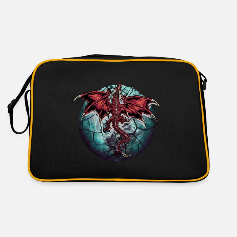 Planet Drache Drachen - Retro Tasche - Schwarz/Gold