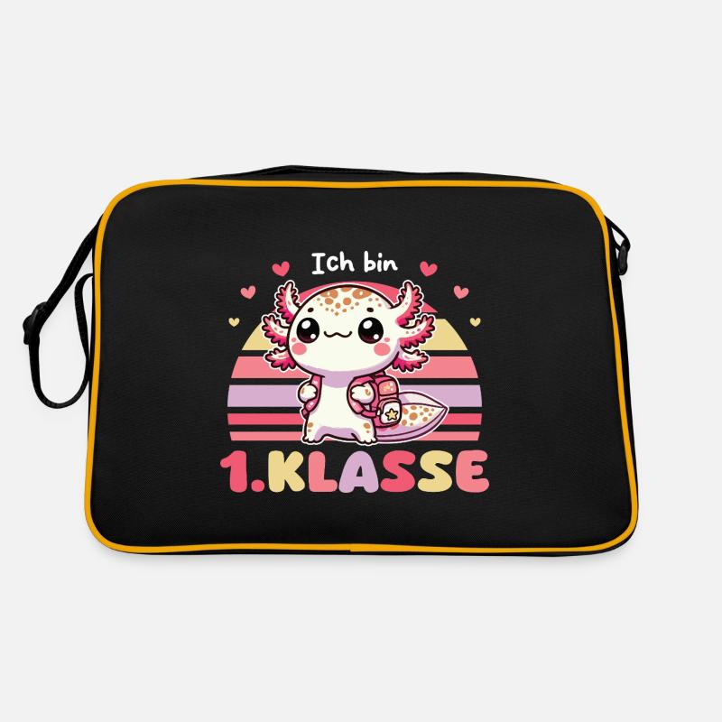 Endlich Schulkind süßes Axolotl zur Einschulung Retro Tasche