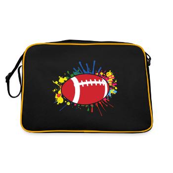 Rugby Dad Wie Ein Normaler Papa Nur Viel Cooler - Retro Tasche - Schwarz/Gold - Hinten