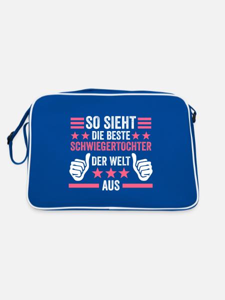 Beste Schwiegertochter Geschenk - Retro Tasche - Blau/Weiß - Hinten