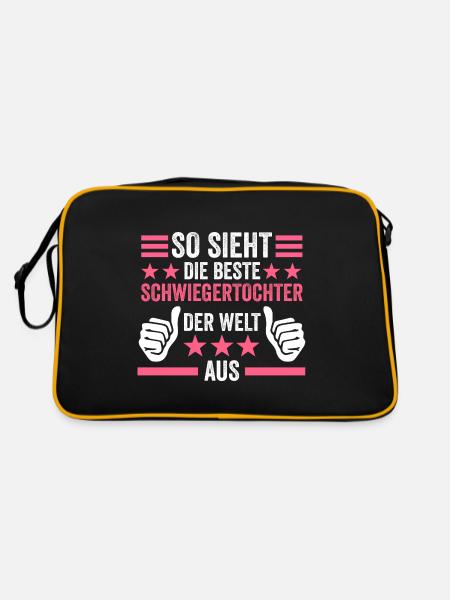 Beste Schwiegertochter Geschenk - Retro Tasche - Schwarz/Gold - Hinten