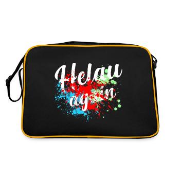 Helau Fasching, Fastnacht - Retro Tasche - Schwarz/Gold - Hinten