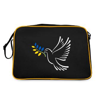 Friedenstaube Ukraine - Retro Tasche - Schwarz/Gold - Hinten