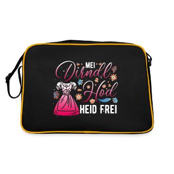 Damen Trachtenoutfit Mei Dirndl hod frei Volksfest - Retro Tasche - Schwarz/Gold - Hinten