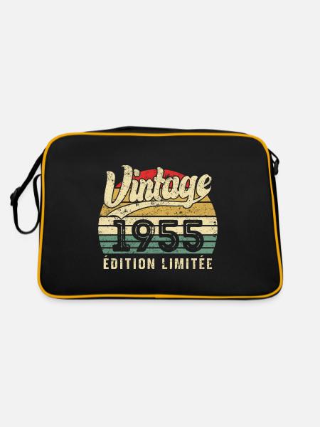 Vintage Geburtstagsgeschenk 1955 Limited Edition - Retro Tasche - Schwarz/Gold - Hinten