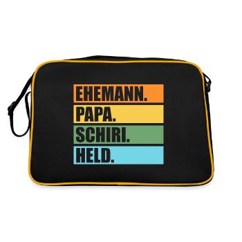 Schiri Unparteiischer Vater Papa Fußball Schiedsri - Retro Tasche - Schwarz/Gold - Hinten