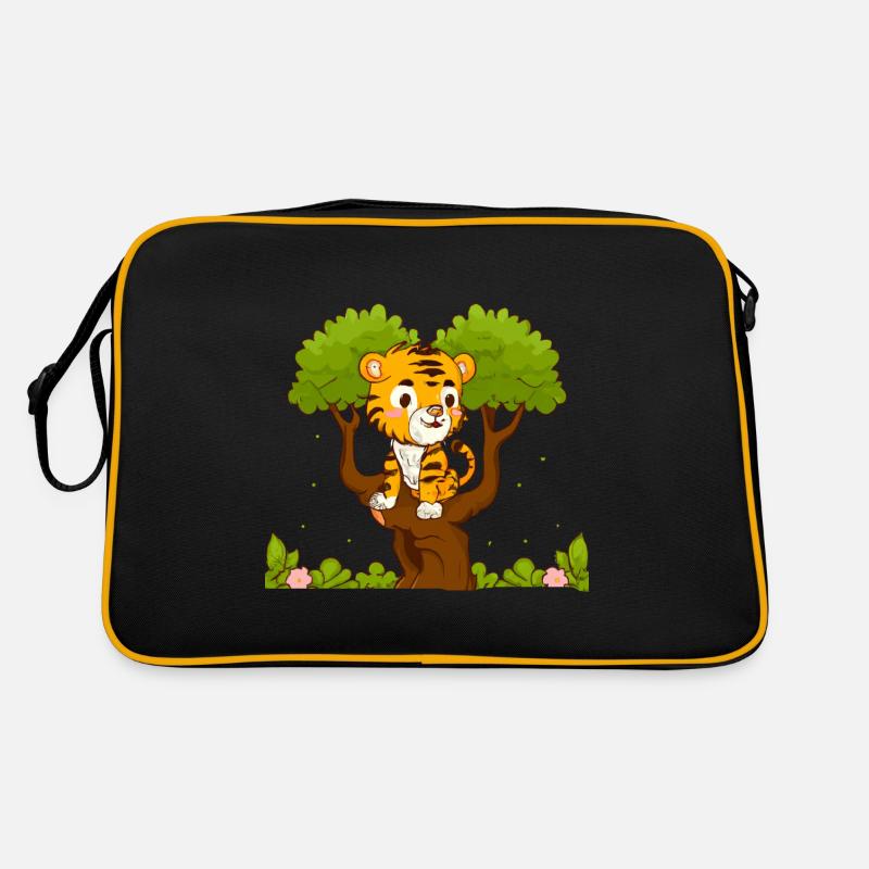 Tiger auf einem Baum Retro Tasche