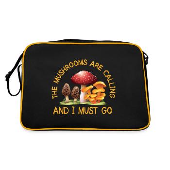 Pilzsammler Pilz Motiv für Pilzsucher - Retro Tasche - Schwarz/Gold - Hinten
