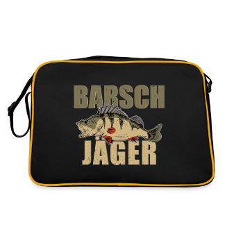 Barsch Jäger Barsche Angeln Kretzer Flussbarsch - Retro Tasche - Schwarz/Gold - Hinten