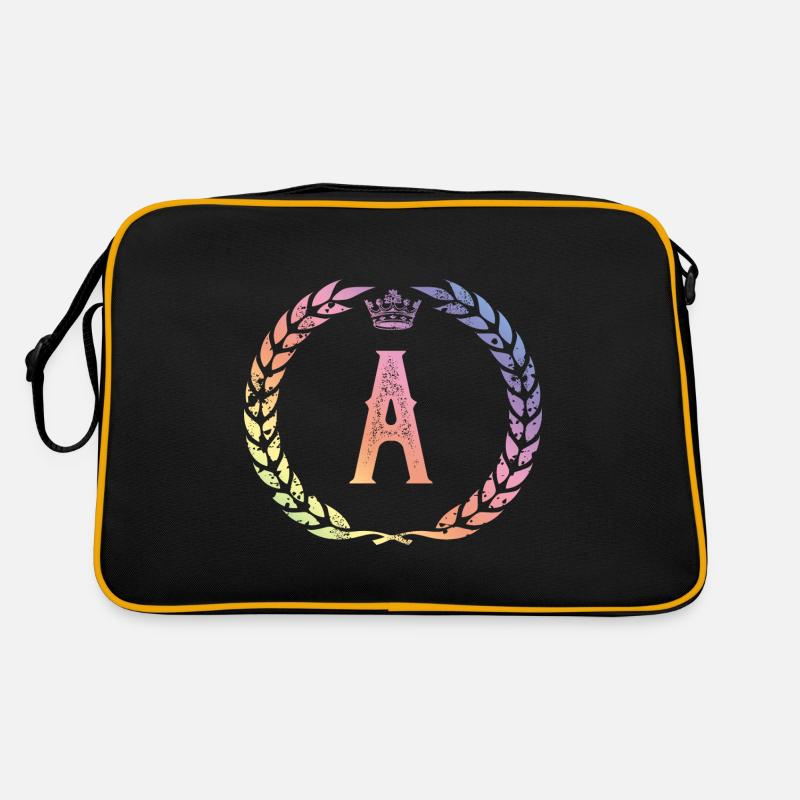 A Buchstabe Kranz - Retro Tasche - Schwarz/Gold