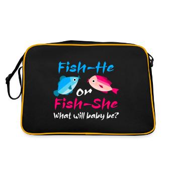 Fish-He oder Fish-She Geschlecht verraten Angeln Geschlecht - Retro Tasche - Schwarz/Gold - Hinten