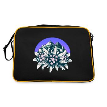 Alps, Allgäu, Tyrol, Edelweiss, Flower, Mountains, Mountain - Retro Bag - black/gold - Back