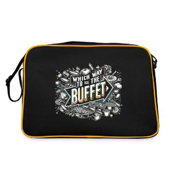 which way to the buffet 47 - Retro Tasche - Schwarz/Gold - Hinten