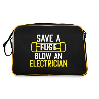 Eine Sicherung retten Einen Elektriker durchbrenne - Retro Tasche - Schwarz/Gold - Hinten