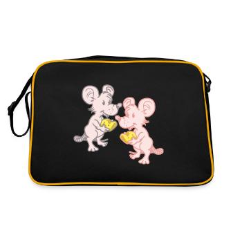 Child Children Mice Mouse Cheese Rodents Rodents - Retro Bag - black/gold - Back