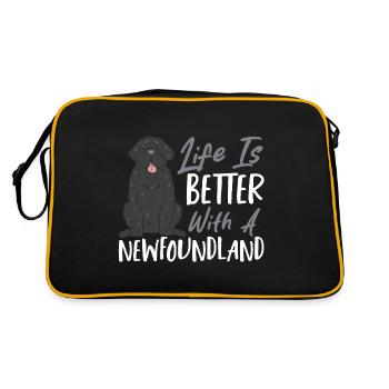 La vie est meilleure avec un Terre-Neuve - Sac Retro - noir/or - Dos