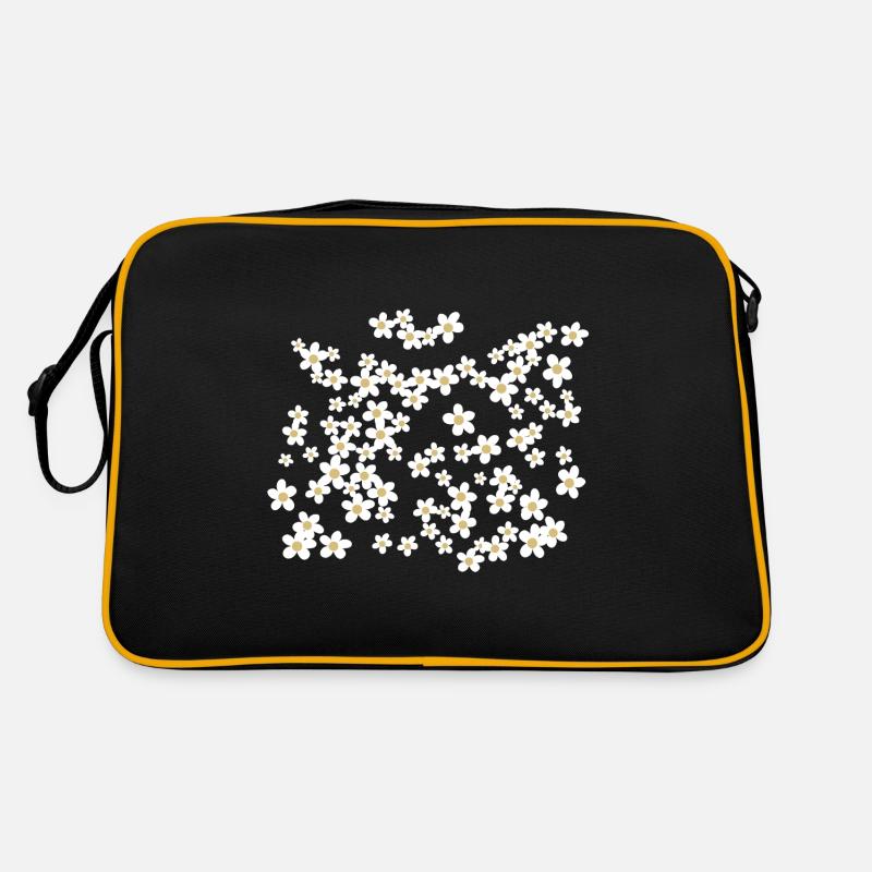 Gänseblümchen Muster Schöne Blumen - Retro Tasche - Schwarz/Gold