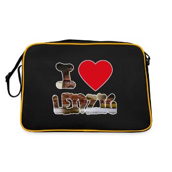 I love Leipzig T-Shirt / Poster - Retro Tasche - Schwarz/Gold - Hinten