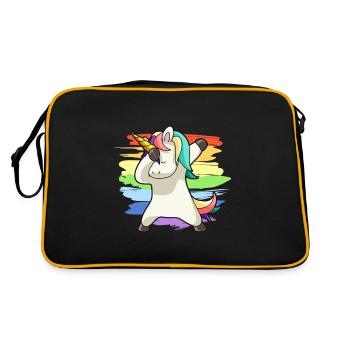 Dabbing Unicorn Dabbendes Einhorn Dab Geschenkidee - Retro Tasche - Schwarz/Gold - Hinten