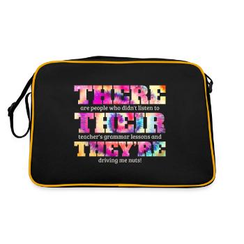 English Teacher Gifts English Class Grammar - Retro Bag - black/gold - Back