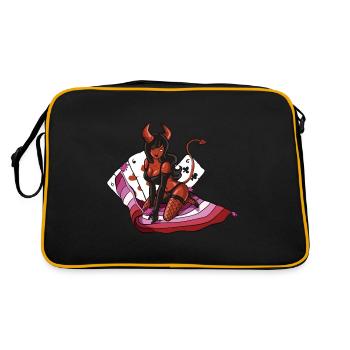 Lesben Cool Teufel Frauen Farben Von Lesben Flagge - Retro Tasche - Schwarz/Gold - Hinten