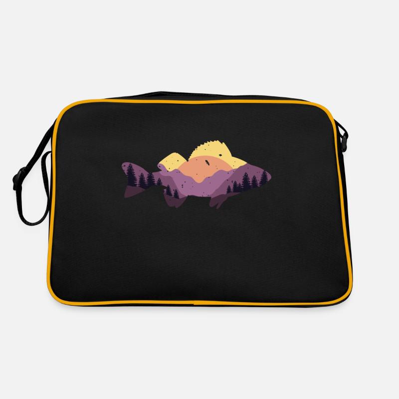 Retro Vintage Flussbarsch - Retro Tasche - Schwarz/Gold