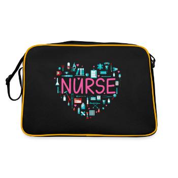 Nurse Heart Nurse Gift Nursing - Retro Bag - black/gold - Back