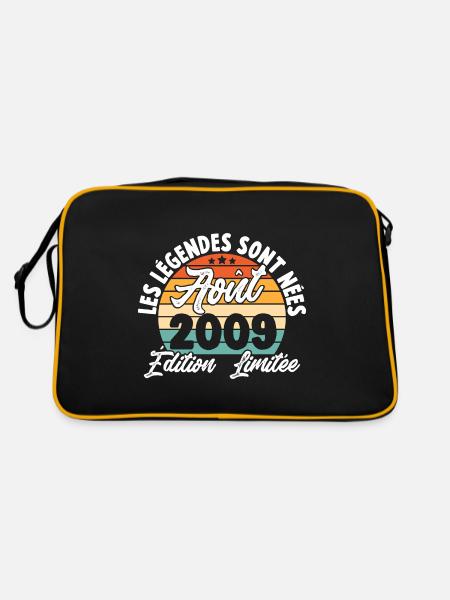 Cadeau Les légendes sont nées en Août 2009 - Sac Retro - noir/or - Dos