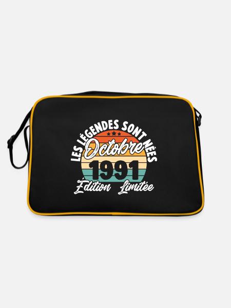 Cadeau Les légendes sont nées en Octobre 1991 - Sac Retro - noir/or