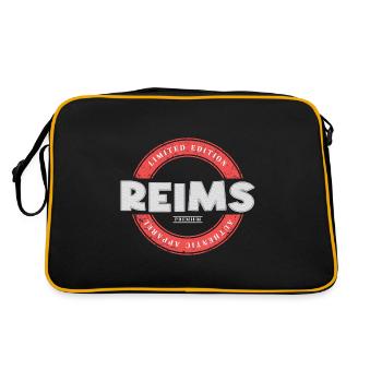 Reims Frankreich Stadt Skyline Heimat Liebe - Retro Tasche - Schwarz/Gold - Hinten