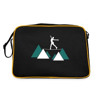 slackline slacken rope acrobat rope artist balance - Retro Bag - black/gold - Back