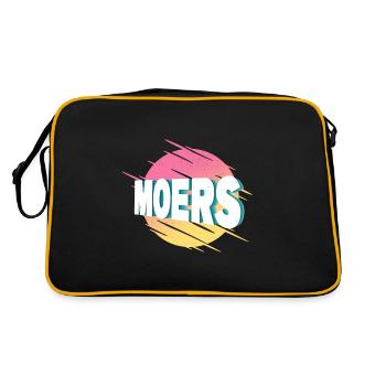 Moers Deutschland Stadt Schrift Vintage Retro - Retro Tasche - Schwarz/Gold - Hinten