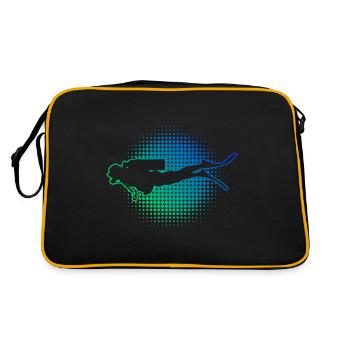 Tauchen Scuba Diver Diving Free Dive Diver - Retro Tasche - Schwarz/Gold - Hinten