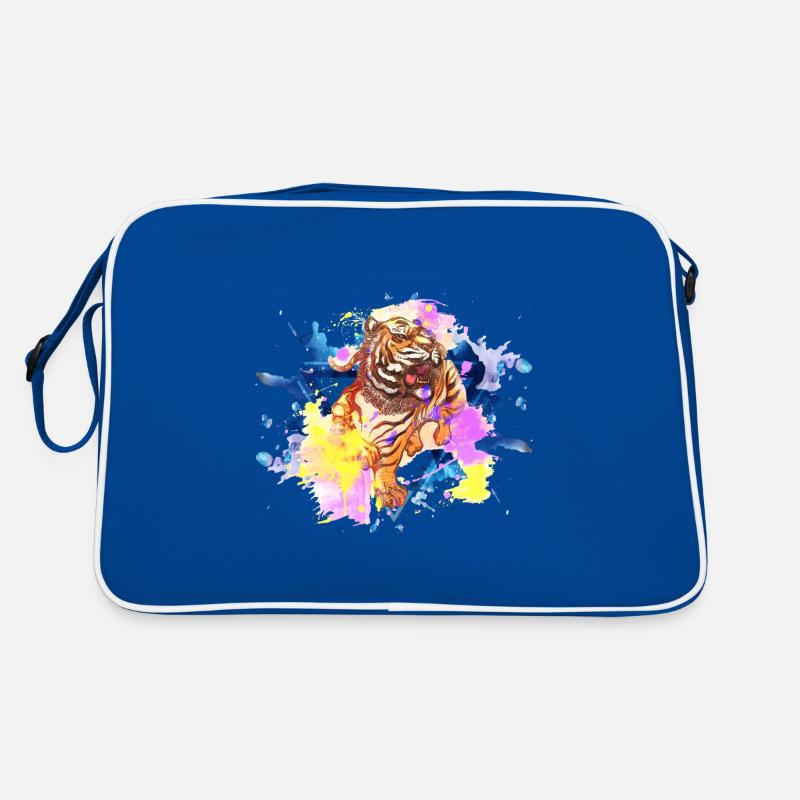 Tiger Splash Grunge Bunt Tier Raubtier Kunst Retro Tasche